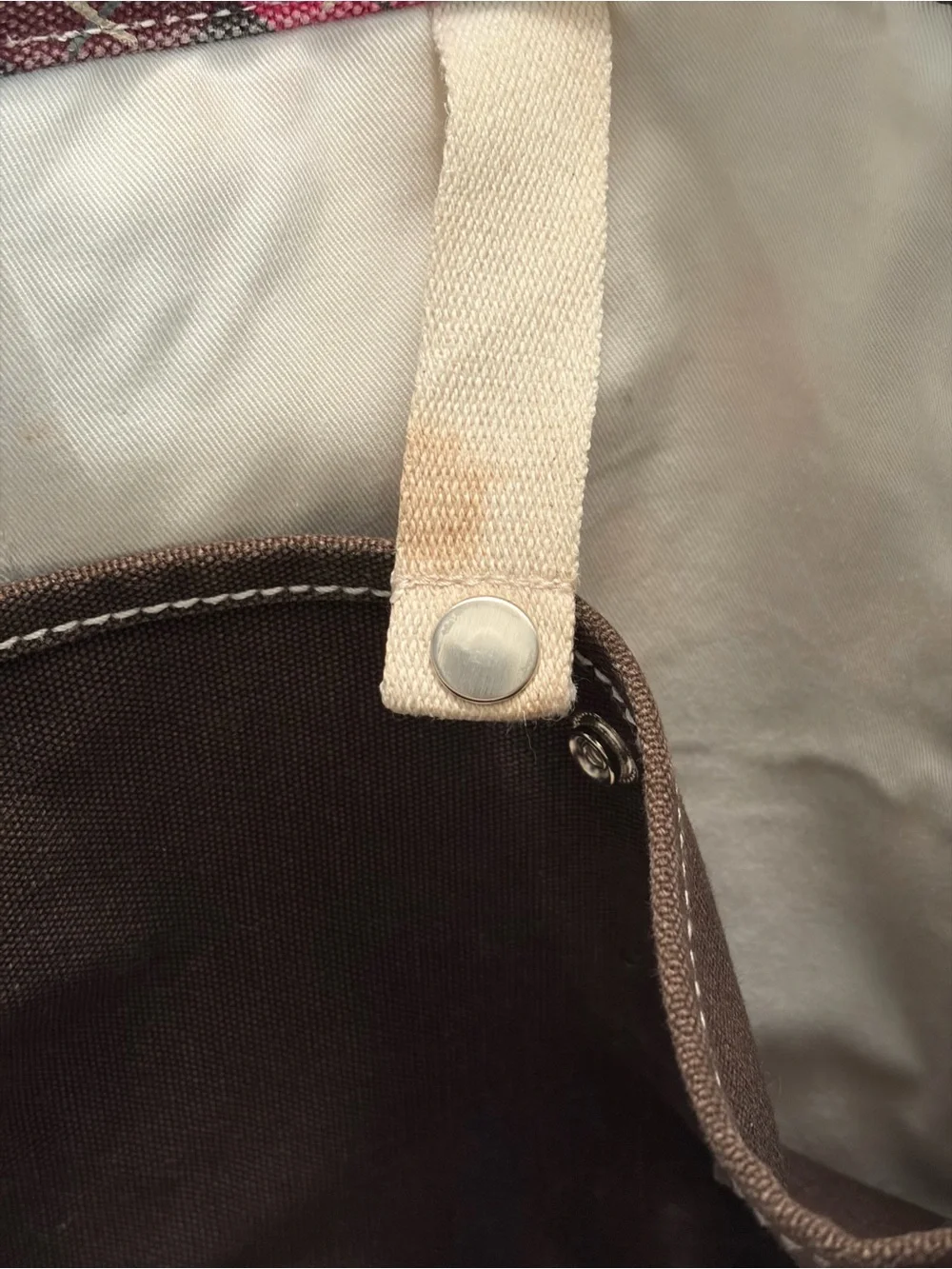 Lands’ End Medium Canvas Argyle Tote Bag Brown Multicolor